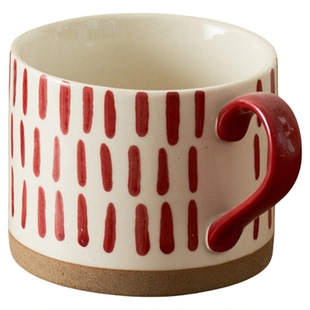 肆月日式手绘咖啡杯艺术感粗陶马克杯复古杯子办公室下午茶高颜值