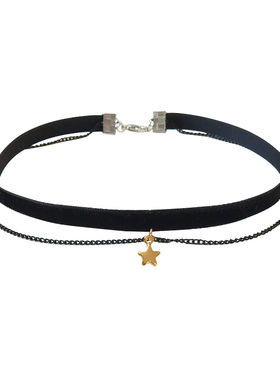 alice星星吊坠双层少女黑色丝绒