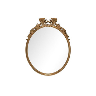 欧式复古浴室镜卧室壁挂化妆镜子卫生间圆形洗漱镜民宿高级装饰镜