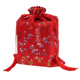 婚庆用品百子子孙袋装红枣花生桂圆莲子布艺喜糖袋结婚红色礼物袋