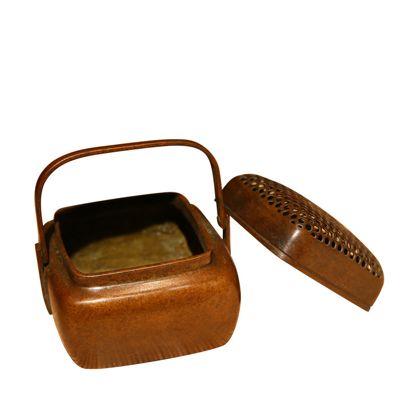 圆形纯铜手炉香道迷你室内香薰炉台湾紫铜檀香炉精品手工艺熏香炉