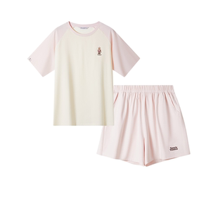 TeenieWeenie小熊睡衣女款纯棉夏季短袖短裤情侣家居服休闲套装