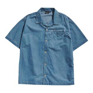 WildThings Denim Shirt 刺绣Logo机能防紫外线宽松牛仔短袖衬衫
