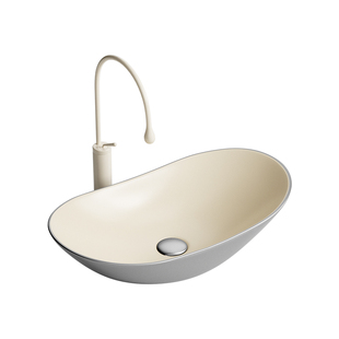 撞色系列洗面台上盆枪灰色双拼奶油彩色陶瓷异形洗漱洗手洗脸面盆