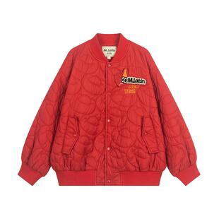 马拉丁童装外套秋新年男女童喜庆元宝红色绗缝棉服夹克