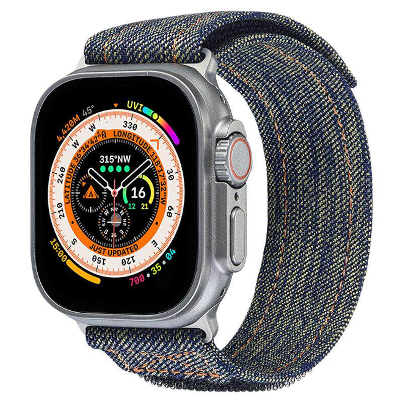 牛仔布回环魔术贴GT5适用fit4华为GT3手表watch4pro表带GT2小米9p