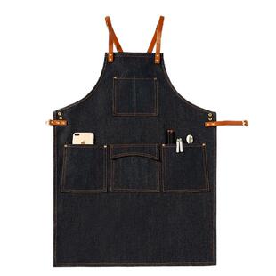 高级咖啡师专用围裙日式牛仔调酒师吧台画画奶茶店餐饮工作服定制