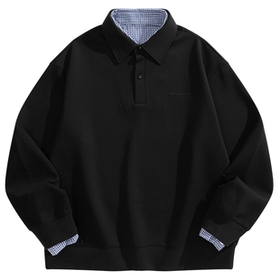 【商场同款】太平鸟男装卫衣26春季新款翻领刺绣上衣 B2CRG1140