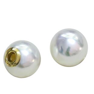 akoya正圆极光灯泡天然真珍珠耳堵前后耳塞耳钉 18K金 银diy 配件
