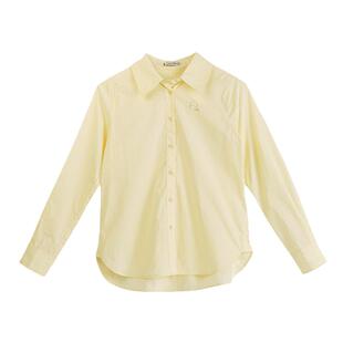 ECRU SOLI 素白已然 春秋 通勤简约 柔软亲肤 浅黄刺绣宽松棉衬衫