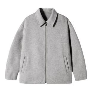 PSO Brand男装女装双面羊毛毛呢纯色翻领男士夹克保暖冬季外套潮