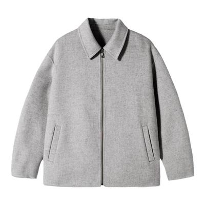 PSO Brand男装女装双面羊毛毛呢纯色翻领男士夹克保暖冬季外套潮