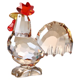 水晶公鸡摆件十二生肖吉祥物办公室桌面装饰品现代简约酒柜小摆件
