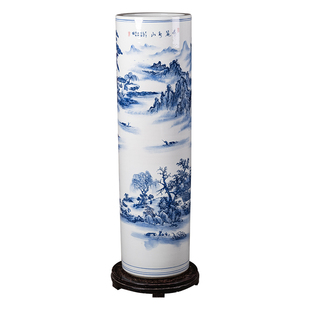 景德镇陶瓷青花落地大号花瓶箭筒客厅电视柜中式装饰字画收纳摆件