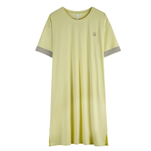 轩靓莫代尔棉睡裙女夏季薄款短袖睡衣冰丝凉感简约大码家居服裙子
