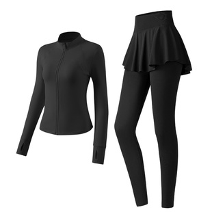 361运动套装女春秋长袖瑜伽上衣后腰口袋健身长裤跑步训练晨跑服