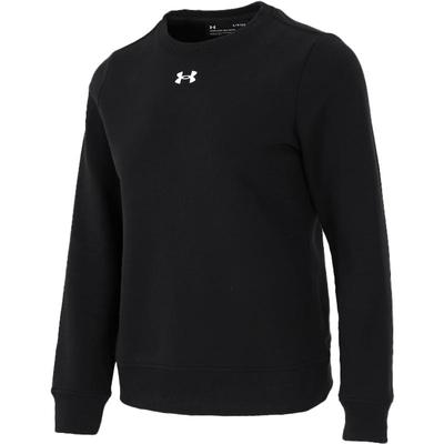 安德玛UA运动针织卫衣女款2025春新款长袖宽松运动服加绒套头衫