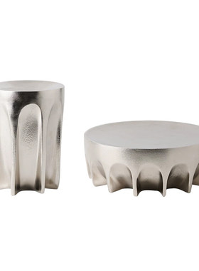 印度进口银色铝制几何圆形托盘