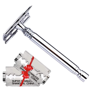 新款剃须刀男士手动升级老式不锈钢全金属双面刀片理刨刮胡须剃头