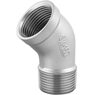 4分6分1寸304不锈钢45°弯头内外牙螺纹弯头45度内外丝水暖管配件