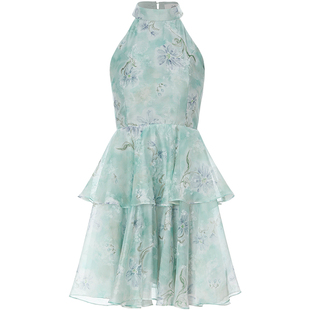 sincethen碎花连衣裙挂脖吊带裙短裙海边度假穿搭法式裙子女夏季