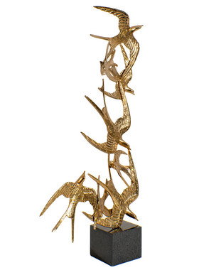 金色燕子招财玄关客厅雕塑摆件