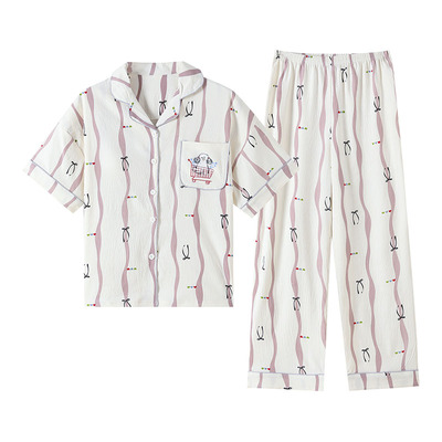 浪莎云朵棉带胸垫睡衣女夏季短袖