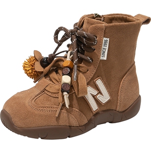 FVM女童靴子儿童公主马丁短靴2025新款秋冬季小女孩拳击皮靴大童