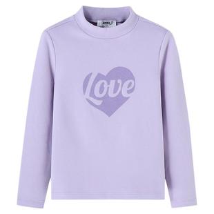 安奈儿童装女童中领长袖T恤冬新款仿德绒弹力保暖可爱打底衫