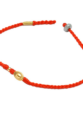 玉石本命年手链红绳编织金刚结手绳男女桃木学生手串时尚简约情侣