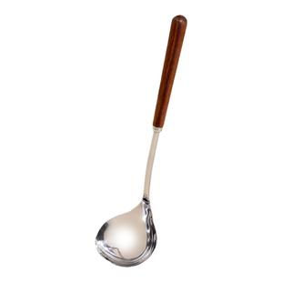 胡桃木汤勺大号盛汤家用304不锈钢拉面勺木柄嗦粉勺子大勺子漏勺