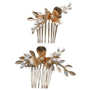 原创设计淡水珍珠发梳新娘发饰头饰盘发发梳婚纱插梳珍珠礼服配饰