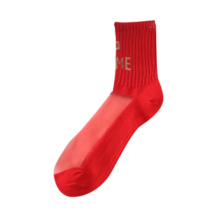 新年红袜子女新款结婚喜庆棉底水晶长袜配鲨鱼裤毛毛鞋美拉德色系