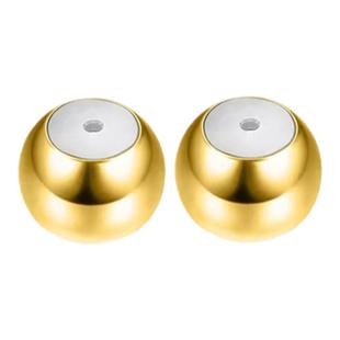 纯18K金硅胶定位珠调节球珍珠耳环饰DIY项链黄金隔珠配件手链散珠