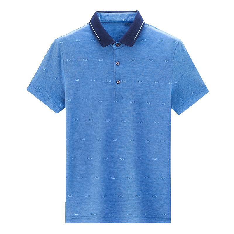 TONY WEAR/湯尼威爾春夏男士短袖潮流含蠶絲冰涼翻領(lǐng)素色印花polo