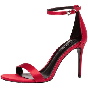 【经典系列】JOOC玖诗一字带凉鞋女细跟性感社交高跟鞋晚宴鞋