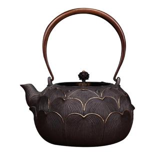 典工堂铁壶纯手工鎏金莲花铸铁壶家用户外围炉电磁炉电陶炉烧水壶