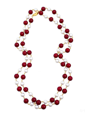 珍珠串珠双层叠戴项链