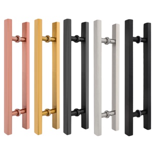 玻璃门拉手方管不锈钢门把手木门哑黑拉丝银黑钛推拉无框门大拉手