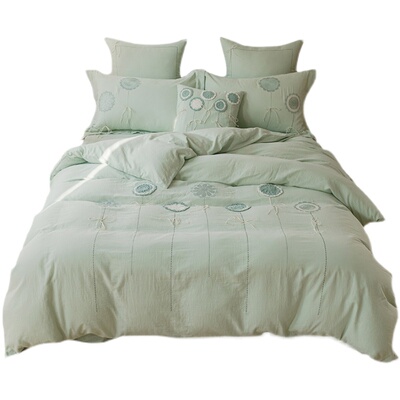 高级感全棉双层纱毛巾绣四件套