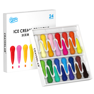 格鲁贝思儿童冰激凌蜡笔不脏手不粘手安全无毒无异味可水洗幼儿园专用宝宝画笔12/24/36色油画棒彩色绘画套装