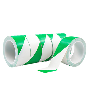 绿白PVC警示胶带白绿相间斑马纹无痕彩色地面装修划线分区地板地板标识仓库工地工厂车间划线胶隔离线pvc胶纸