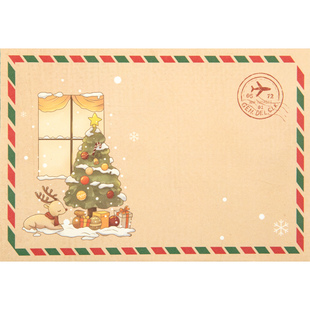 圣诞节信封和信纸套装高级感浪漫复古贺卡情书儿童ins风明信片牛皮创意信封袋精致加厚可爱邀请函情侣手写信