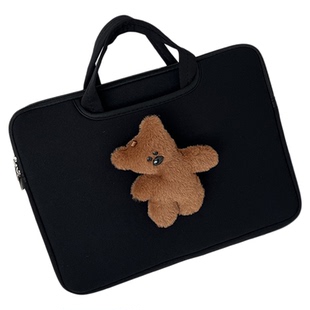 可爱原创小众设计歪头泰迪小熊电脑收纳包13/14寸手提11寸平板包15.6寸苹果Mac华为小米内胆包