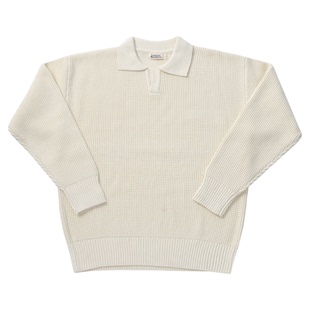 柴米长袖马球领Polo加厚毛衣男全棉宽松休闲针织衫美式复古咔叽冬