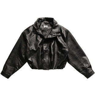 日系复古机车风皮衣男冬季黑色翻领拉链夹克男士痞帅宽松做旧外套