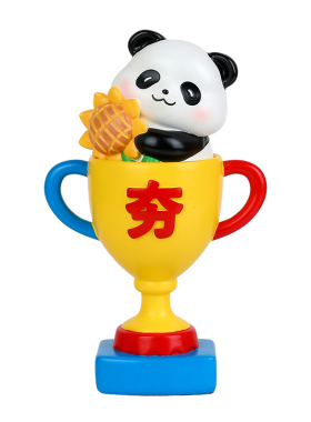 创意熊猫奖杯摆件定制刻字纪念