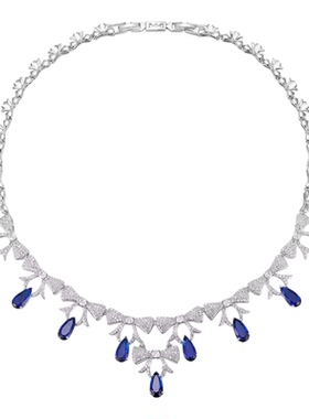 精致优雅蓝色水滴经典华丽款项链