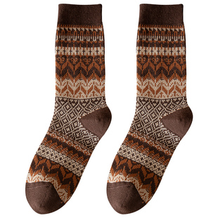 袜子女秋冬款中筒袜日系复古堆堆棉袜韩国双路双针春秋长袜ins潮