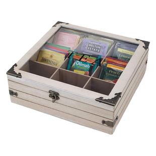 欧式复古茶水间茶包盒储物收纳盒木质九格茶叶整理盒创意家居装饰